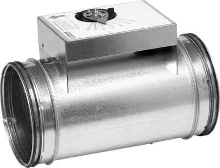 LINDAB Volumenstrømsregulator DAU 125mm, 1-trins med håndtag for manuel indstilling af luftmængde.