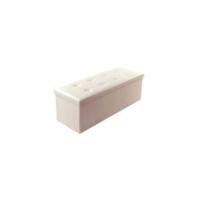 Bænk med opbevaring Beige læder 110x38x38 cm