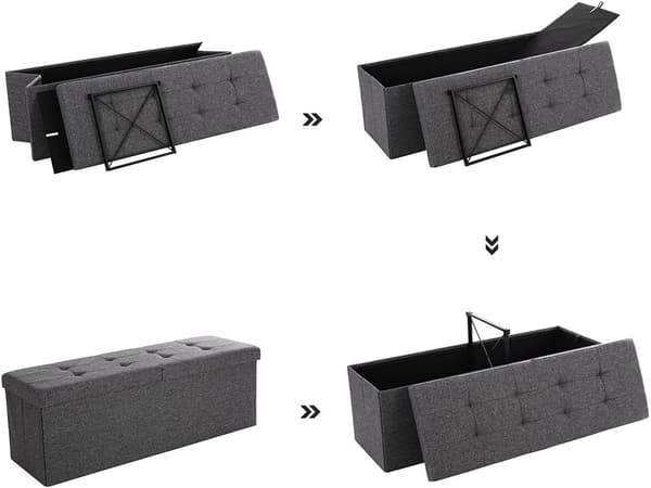 Sittbänk med förvaring grå tyg 110x38x38 cm