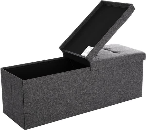 Sittbänk med förvaring grå tyg 110x38x38 cm
