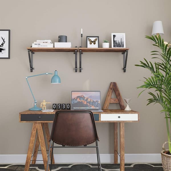 2-Pack Vägghyllor Retro 60x20 cm Vintage brun-svart
