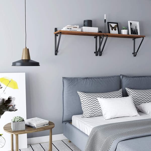 2-Pack Vägghyllor Retro 60x20 cm Vintage brun-svart