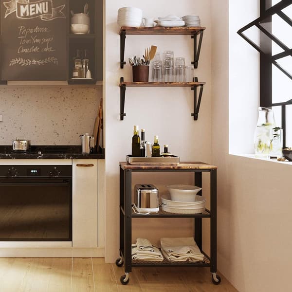 2-Pack Vägghyllor Retro 60x20 cm Vintage brun-svart