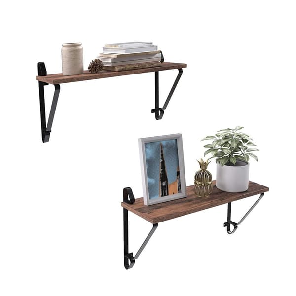 2-Pack Vägghyllor Retro 60x20 cm Vintage brun-svart