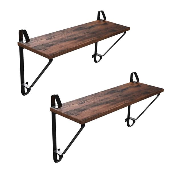 2-Pack Vägghyllor Retro 60x20 cm Vintage brun-svart