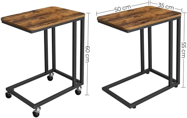 Rullbar sidobord - laptopställ - sängbord 50x35x60 cm