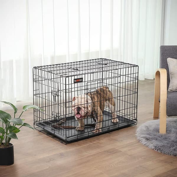 Hundbur L Metall 91x64x58 cm med två dörrar