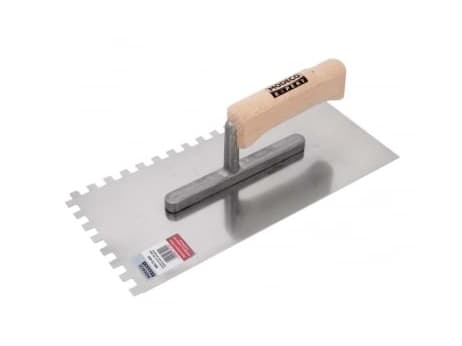 Modeco Trowel, stainless, toothed handle, wood 280x130x10mm - MN-73-410