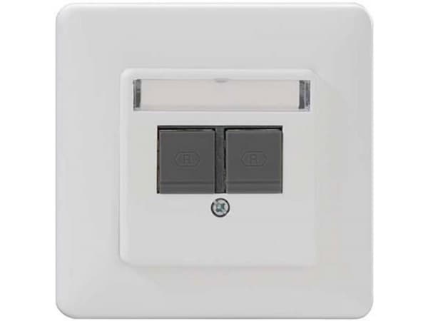 Rutenbeck 139102040 Nätverksuttag Infälld infälld insats med centrumplatta och ram CAT 6A Pearl White