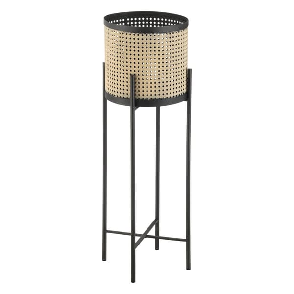 [en.casa] Piedestal Colfontaine-set om 2-med krukor-blomställ-växtställ-80x25,5x25,5cm-90x27x27cm-metall-svart-sandfärg