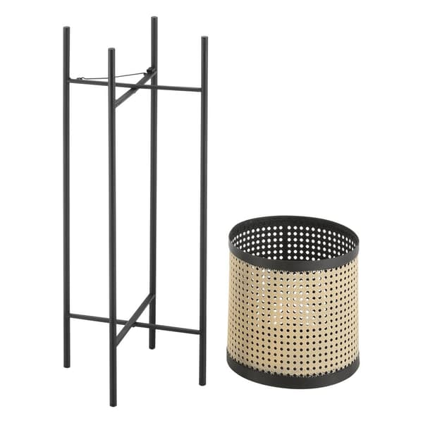 [en.casa] Piedestal Colfontaine-set om 2-med krukor-blomställ-växtställ-80x25,5x25,5cm-90x27x27cm-metall-svart-sandfärg