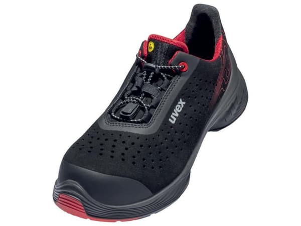 Uvex 68372, Unisex, Aikuinen, Turvakengät, Musta, Punainen, SRC, P, ESD, S1, Pikanauhat