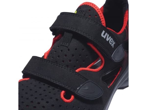 Uvex 68362, Unisex, Voksen, Vernesandaler, Sort, Rød, SRC, P, ESD, S1, Hekte og malje