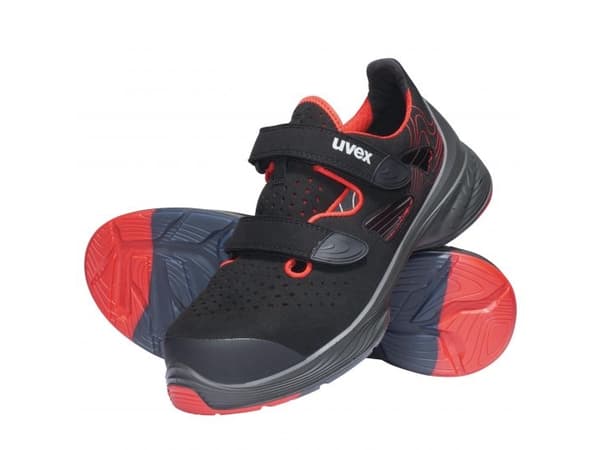 Uvex 68362, Unisex, Voksen, Vernesandaler, Sort, Rød, SRC, P, ESD, S1, Hekte og malje