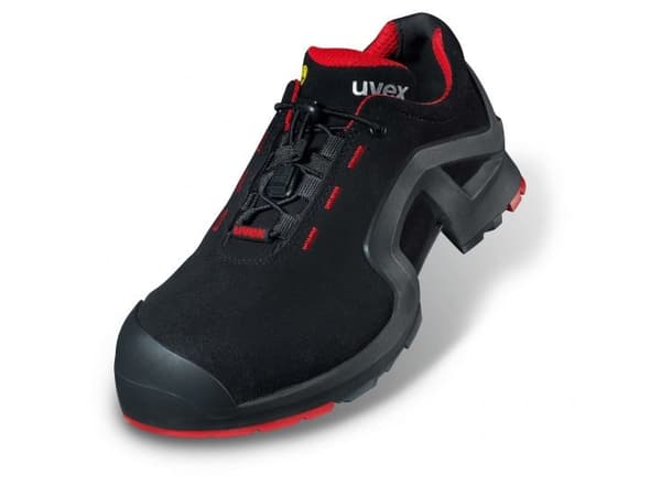 Uvex 85162, Unisex, Voksen, Vernesko, Sort, Rød, ESD, S3, SRC, Hurtigsnører