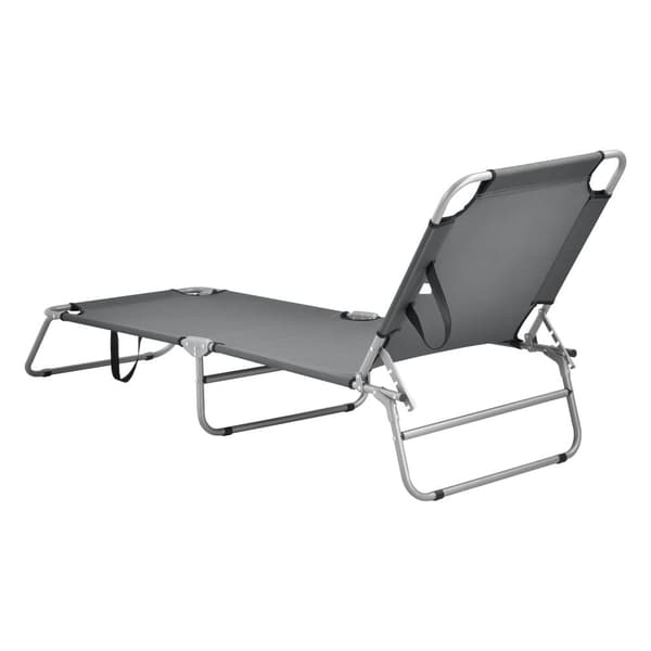 [casa.pro] Solsäng Carcao-186x55x24cm-stål-polyester-silver matt-mörkgrå-hopfällbar-5 olika lägen