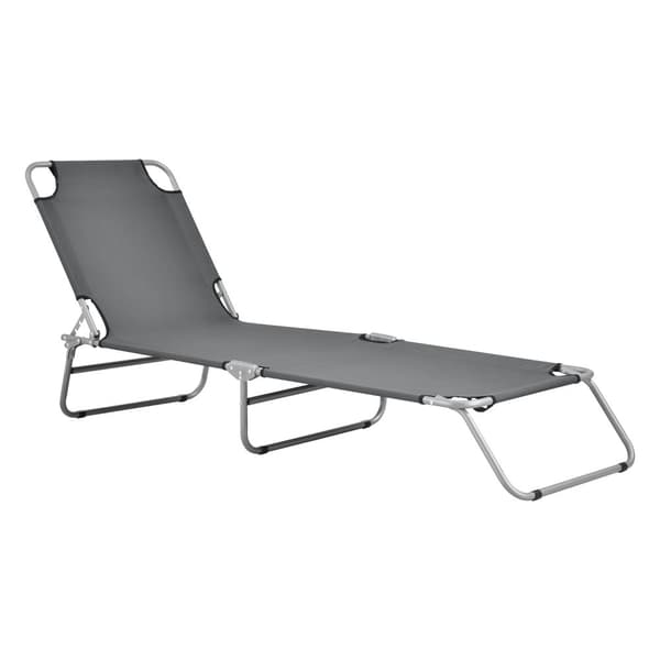 [casa.pro] Solsäng Carcao-186x55x24cm-stål-polyester-silver matt-mörkgrå-hopfällbar-5 olika lägen