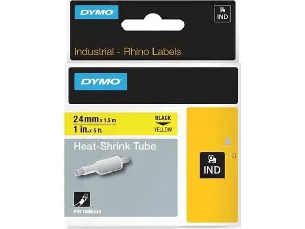 DYMO IND Kutisteputki - 24mm x 1,5m, Musta keltaisella, Monivärinen, -55 - 135 °C, UL 224, MIL-STD-202G, MIL-81531, SAE-DTL 23053/5 (1, 3), Rhino, 2,