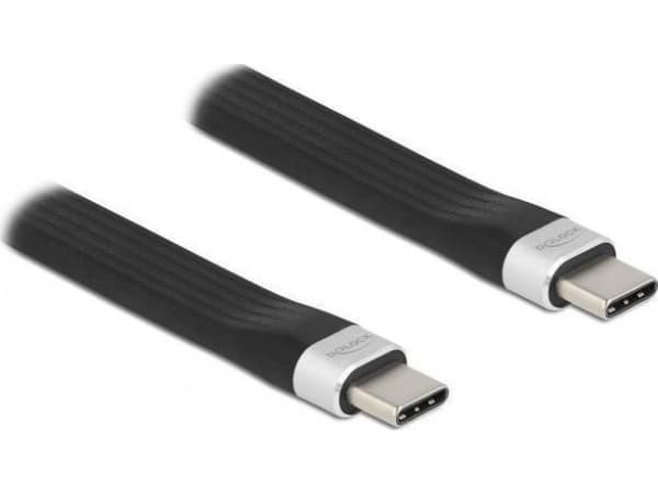 Delock - USB-kaapeli - USB-C (uros) - USB-C (uros) - USB 3.2 Gen 2 - 3 A - 13,5 cm - litteä - musta