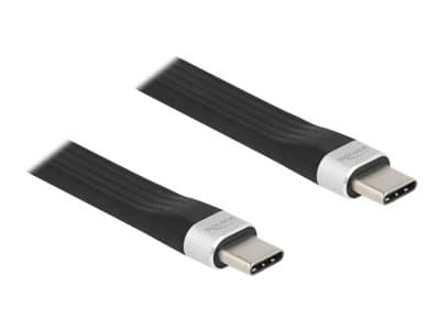 Delock - USB-kaapeli - USB-C (uros) - USB-C (uros) - USB 3.2 Gen 2 - 3 A - 13,5 cm - litteä - musta
