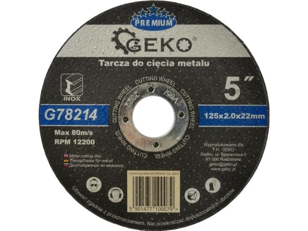 Geko Metallkutteskive GEKO PREMIUM 125x2 Inox (10/50/200)