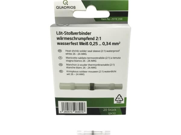 Quadrios 2011C398 Crimpkonnektor 0.25 mm² 0.34 mm² Helisoleret Hvid 20 stk