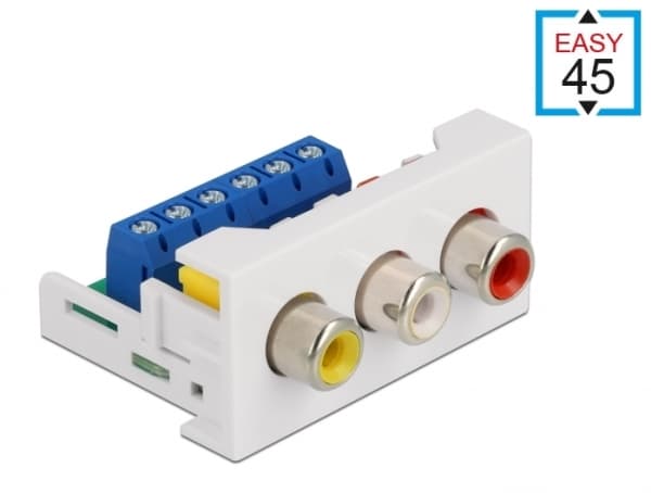 Delock - Easy 45 - snäppbar modul - RCA, RCA, RCA - 1 modul - vit, RAL 9003