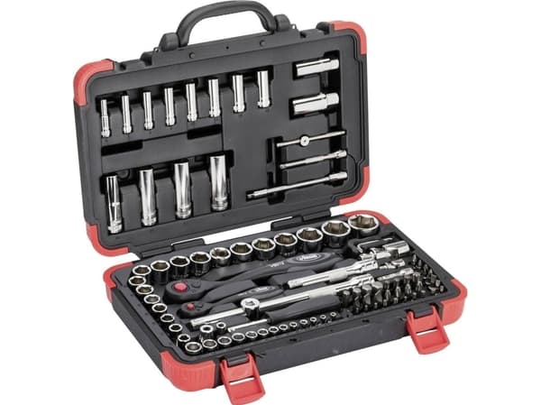 Vigor Topnøglesæt 1/4 (6,3 mm), 1/2 (12,5 mm), 5/16 - (8 mm) 94-delars V1706N