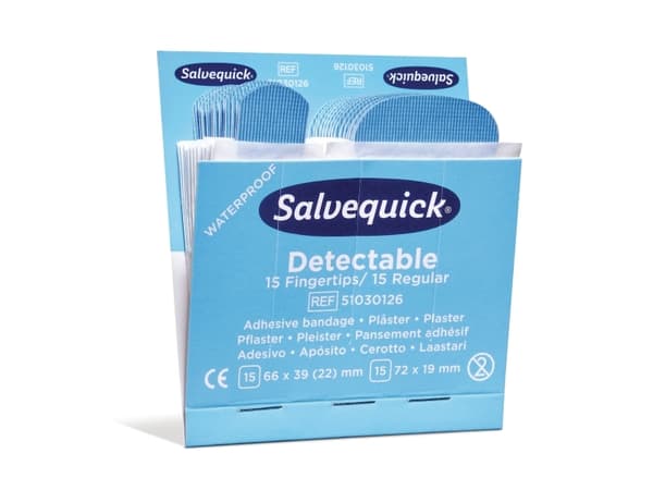 Plaster Salvequick Blue Detectable, pakke a 6 sæt
