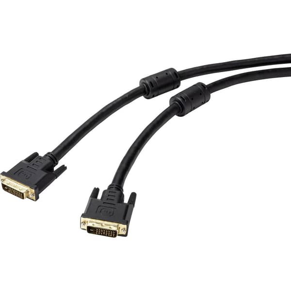 Renkforce DVI Anslutningskabel DVI-D 24+1-polig Kontakt, DVI-D 24+1-polig Kontakt 5.00 m Svart RF-4695146 dubbelt skärm