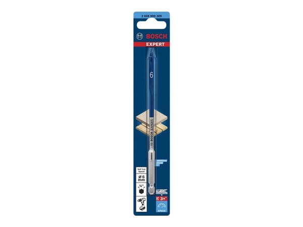 Bosch Expert - Bor - for tre, kartong, bløtt tre, sponplater - spadedel - 6 mm - heksagonal - lengde: 152 mm