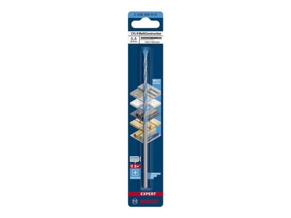 Bosch Expert CYL-9 MultiConstruction - Borr - för betong, plast, stål, mjuka träslag, soft tile, multimaterial - 5.5 mm - cylindrical - längd: 150 mm