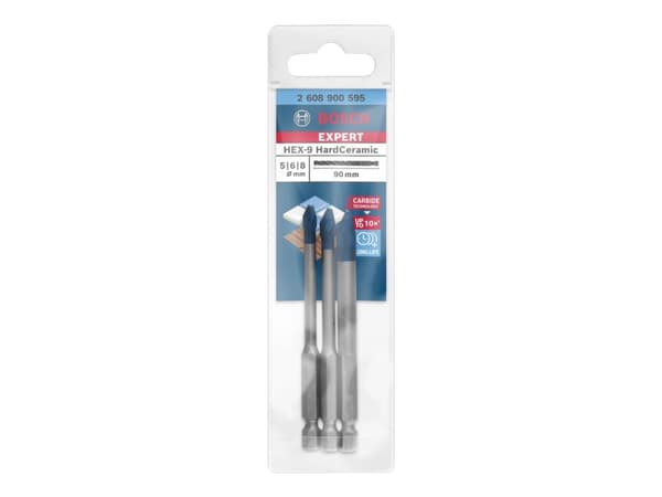 Bosch Expert HEX-9 HardCeramic - Borsett - for soft tile, hard tile - 3 deler - 5 mm, 6 mm, 8 mm - lengde: 90 mm