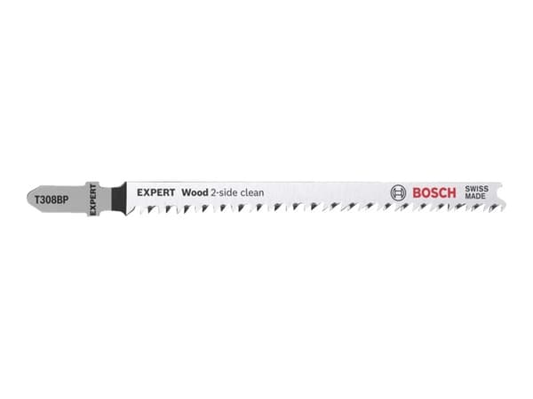 Bosch Expert Wood 2-side clean T308 BP - Stikksagblad - for kryssfinér, solid wood furniture board - 5 deler - lengde: 117 mm