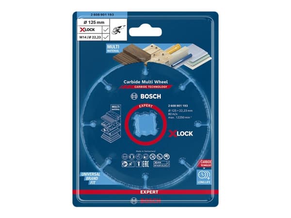 Bosch EXPERT CARBIDE MULTI WHEEL, levyleikkuri, Tasainen keskiosa, Lehtipuu, Muovi, Pehmeä seinäkaakeli, Puu nauloilla, Bosch, 2,22 cm, 12,5 cm