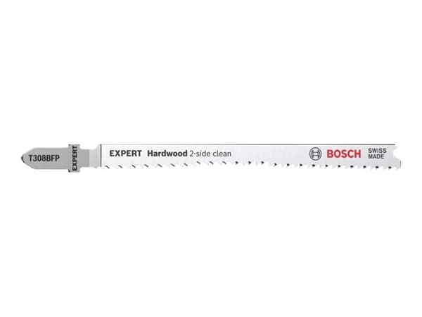 Bosch Expert Hardwood 2-side clean T308 BFP - Sticksågblad - för lövträ, laminated chipboard, köksbänkskivor, plastic coated board - 5 delar - T-skaf
