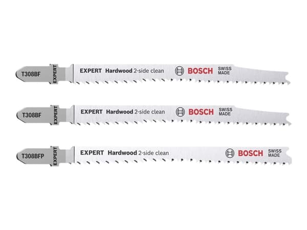 Bosch Expert Hardwood 2-puoleinen puhdas - pistosahanteräsarja - 3 kpl - T-varsi - pituus: 117 mm