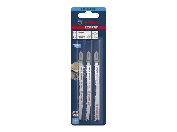 Bosch Expert Hardwood 2-puoleinen puhdas - pistosahanteräsarja - 3 kpl - T-varsi - pituus: 117 mm