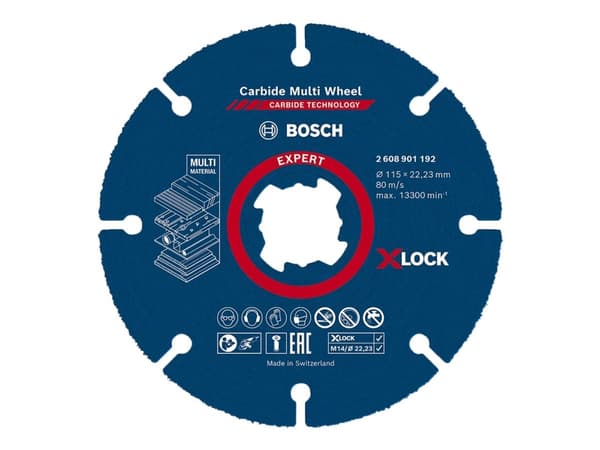 Bosch EXPERT CARBIDE MULTI WHEEL, levyleikkuri, Tasainen keskiosa, Muovi, Pehmeä seinäkaakeli, Puu nauloilla, Lehtipuu, Bosch, 2,22 cm, 11,5 cm