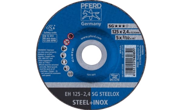 PFERD 61341222, 12,5 cm, 2,4 mm, 12200 RPM, 25 kpl