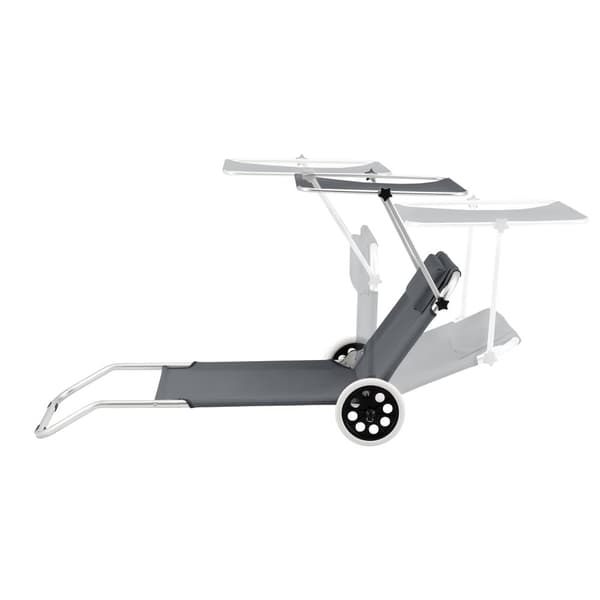 [en.casa] Solsäng Lazkano med tak och hjul-150x62cm-aluminium- 600D Oxford tyg-silver-mörkgrå-max.belastning: ca. 110 kg-med nätficka