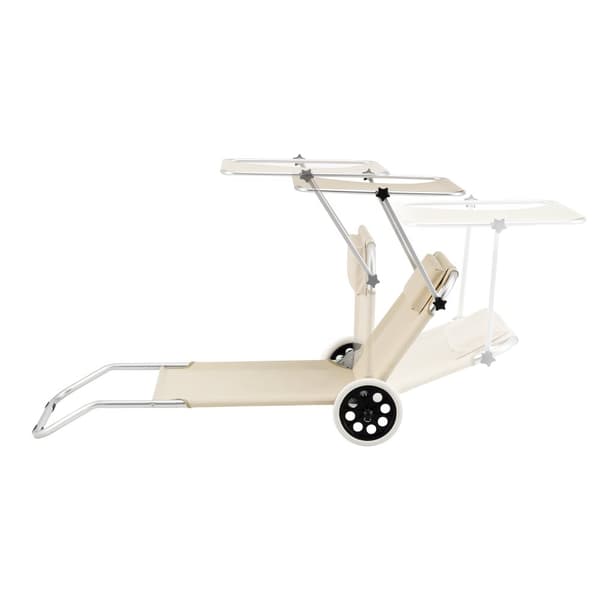 [en.casa] Solsäng Lazkano med tak och hjul-150x62cm-aluminium- 600D Oxford tyg-silver-beige-max.belastning: ca. 110 kg-med nätficka