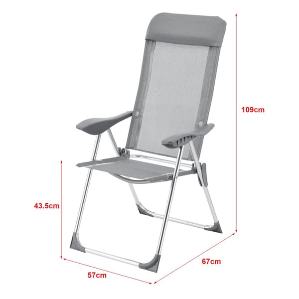 [en.casa] Campingstol Errenteria-set 2-hopfällbar-aluminium-ljusgrå-max. belastning: ca. 115 kg