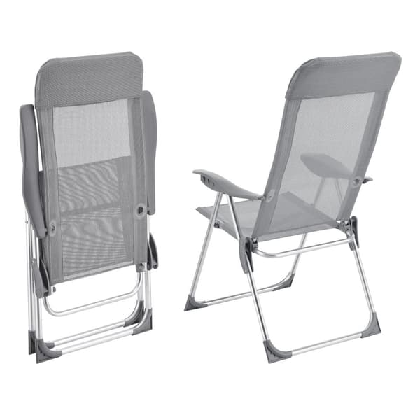 [en.casa] Campingstol Errenteria-set 2-hopfällbar-aluminium-ljusgrå-max. belastning: ca. 115 kg