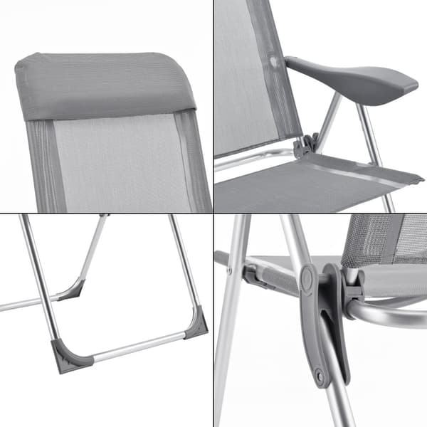 [en.casa] Campingstol Errenteria-set 2-hopfällbar-aluminium-ljusgrå-max. belastning: ca. 115 kg