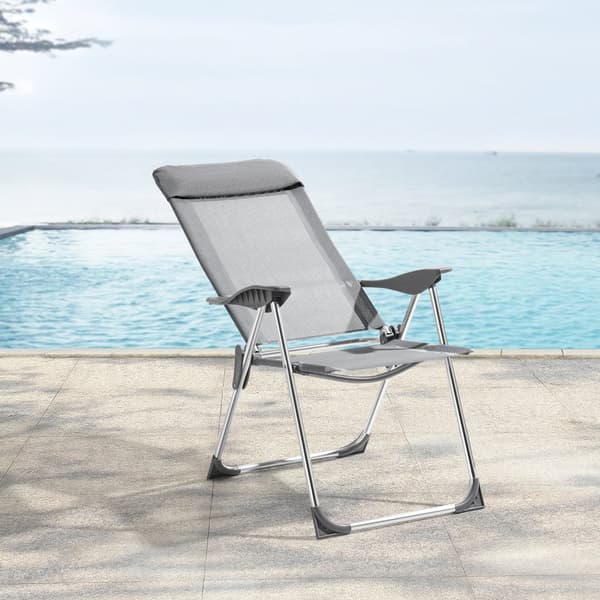 [en.casa] Campingstol Errenteria-set 2-hopfällbar-aluminium-ljusgrå-max. belastning: ca. 115 kg