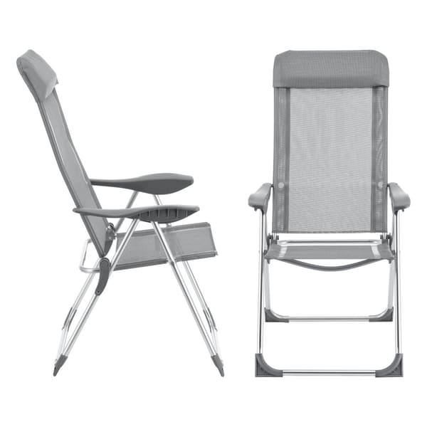 [en.casa] Campingstol Errenteria-set 2-hopfällbar-aluminium-ljusgrå-max. belastning: ca. 115 kg