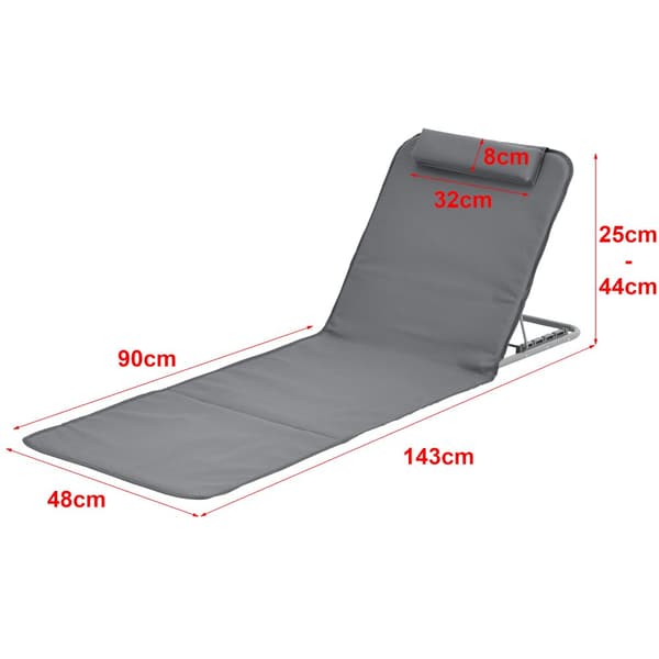 [en.casa] Strandmadrass Donostia set om 2-med kudde-hopfällbar-143x48cm-pulverlackerat stål-600D Oxford-tyg-mörkgrå