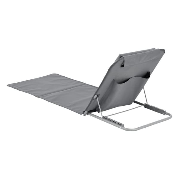 [en.casa] Strandmadrass Donostia set om 2-med kudde-hopfällbar-143x48cm-pulverlackerat stål-600D Oxford-tyg-mörkgrå