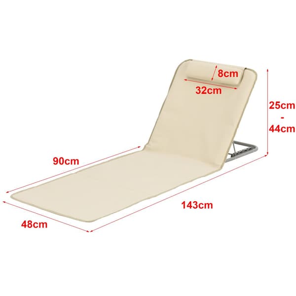 [en.casa] Strandmadrass Donostia set om 2-med kudde-hopfällbar-143x48cm-pulverlackerat stål-600D Oxford-tyg-beige